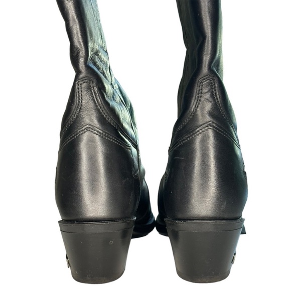 Harley Davidson Western Vintage Silver Studded Black Leather Cowgirl Boots - Picture 6 of 15